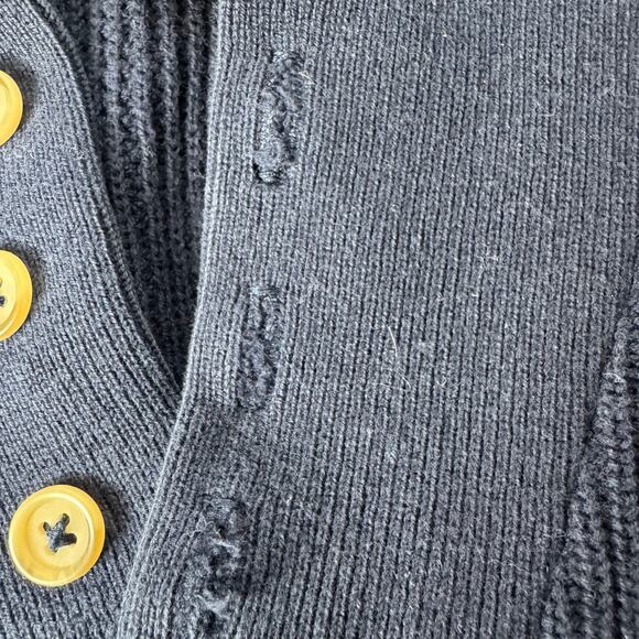 Vintage LL Bean Sweater Men Lg  Blue Chunky Knit 100% Cotton Quarter Button USA - Picture 7 of 9